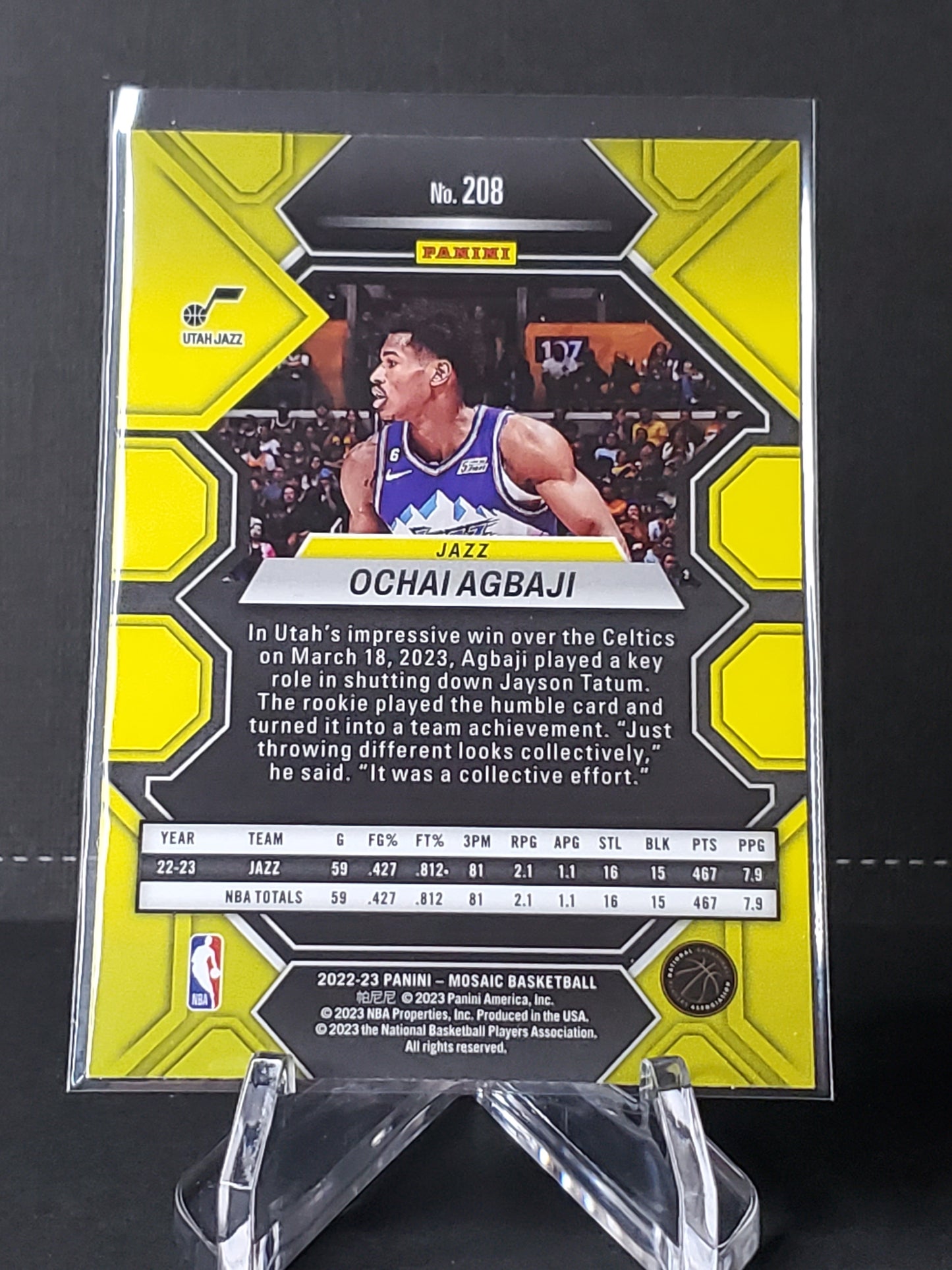 Ochai Agbaji 2022-2023 Panini Mosaic Basketball RC #208