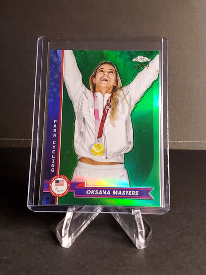 Oksana Masters 2024 Topps Chrome US Olympic and Paraolympic Hopefuls Green Refractor /99 #91