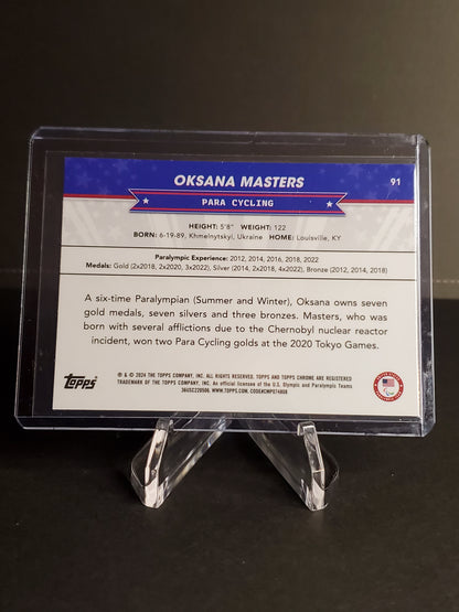 Oksana Masters 2024 Topps Chrome US Olympic and Paraolympic Hopefuls Green Refractor /99 #91