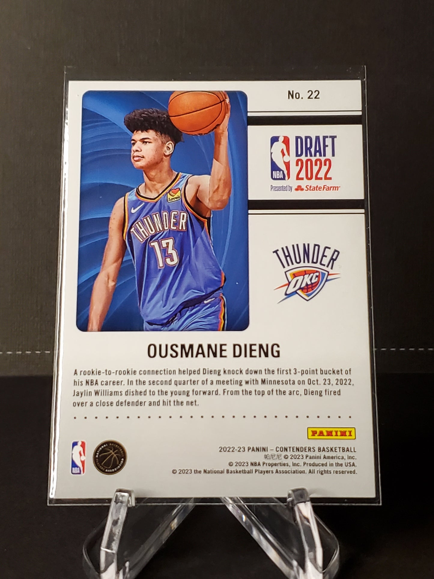 Ousmane Dieng 2022 Panini Chronicles Draft Class Contenders RC #22