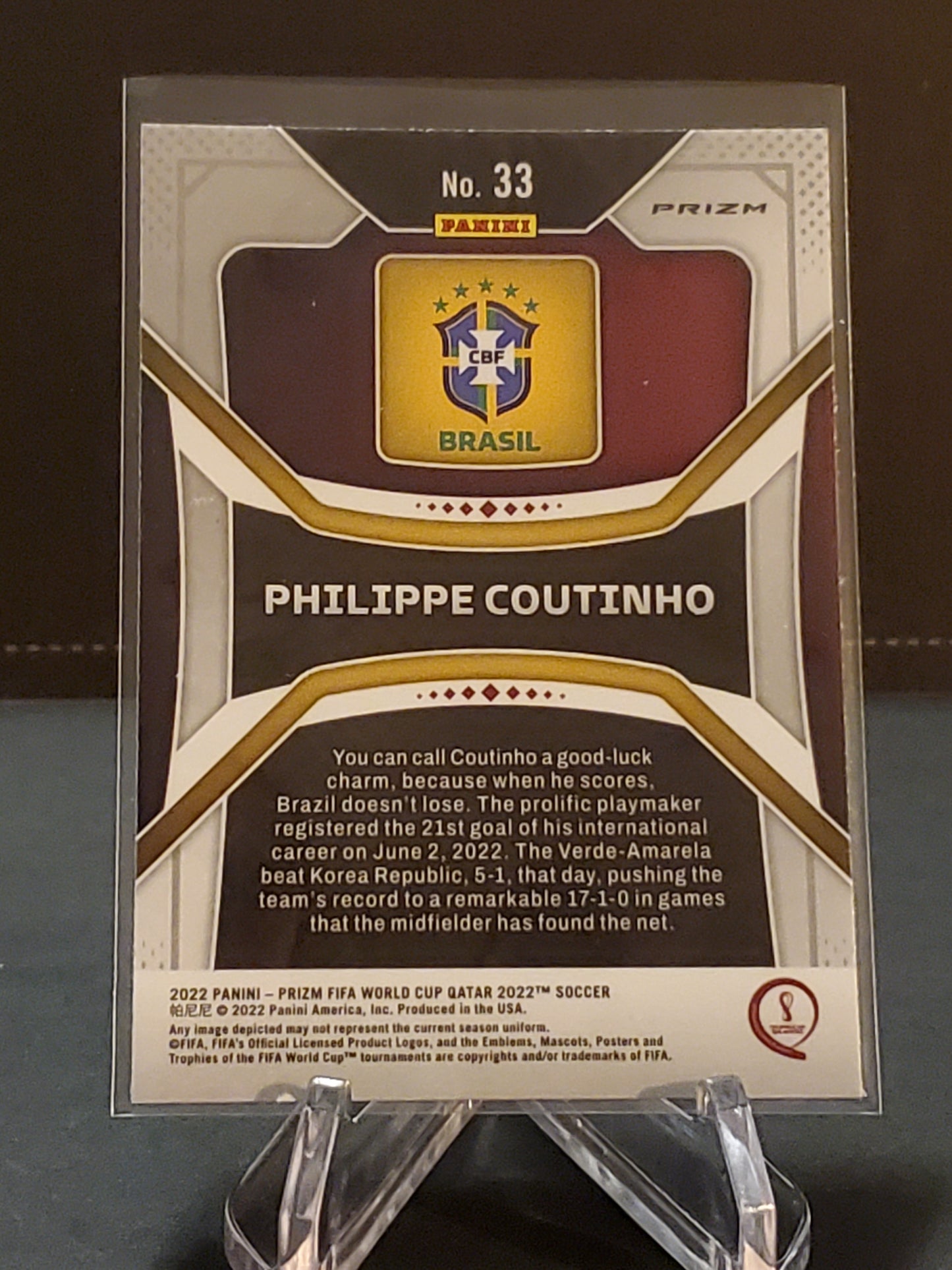 Philippe Coutinho 2022 Panini Prizm World Cup Qatar Prizm #33