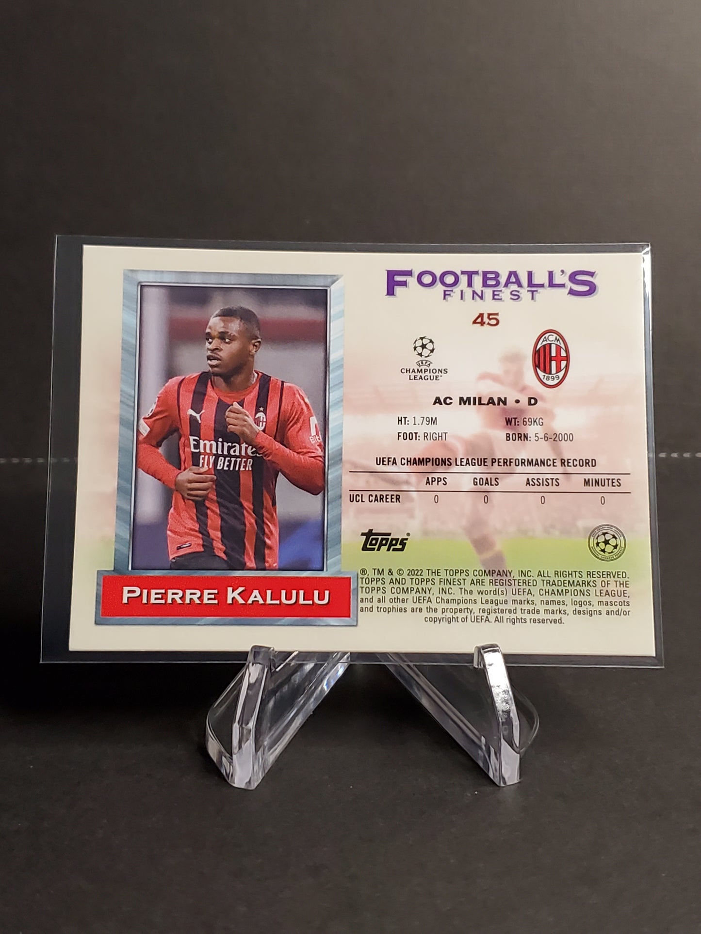 Pierre Kalulu 2021-2022 Topps Finest Flashbacks UEFA Soccer RC #45