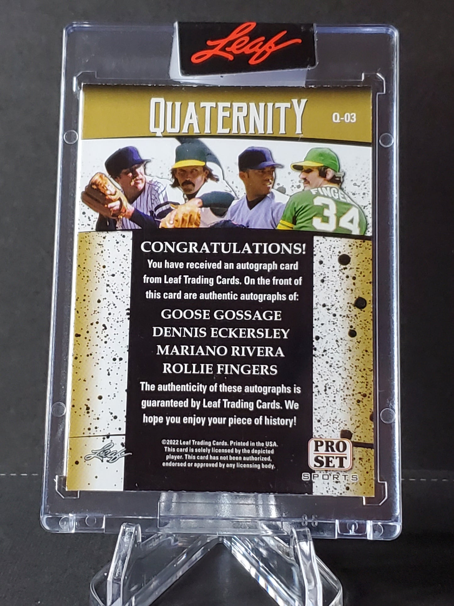 Gossage/ Eckersley/ Rivera/ Fingers - 2022 Leaf Pro Set Hobby - #'d 2/3 Quaternity Auto #Q-03