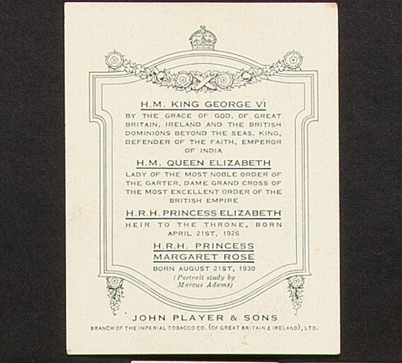 1937 John Player & Sons The Royal Family w/ Princess Elizabeth CENTERED Vintage
