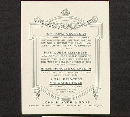 1937 John Player & Sons The Royal Family w/ Princess Elizabeth CENTERED Vintage