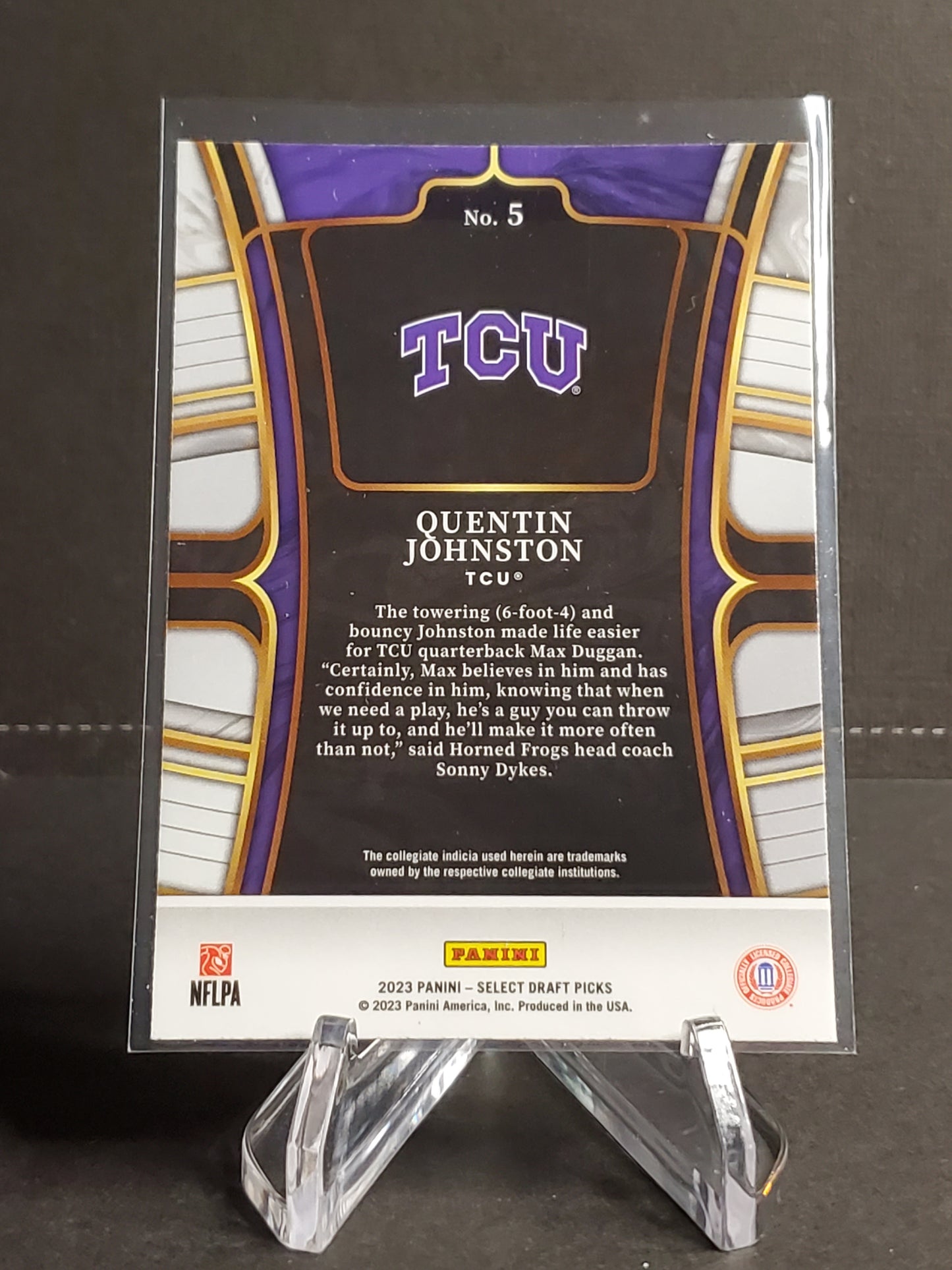 Quentin Johnston 2023 Panini Select Draft Picks RC #5