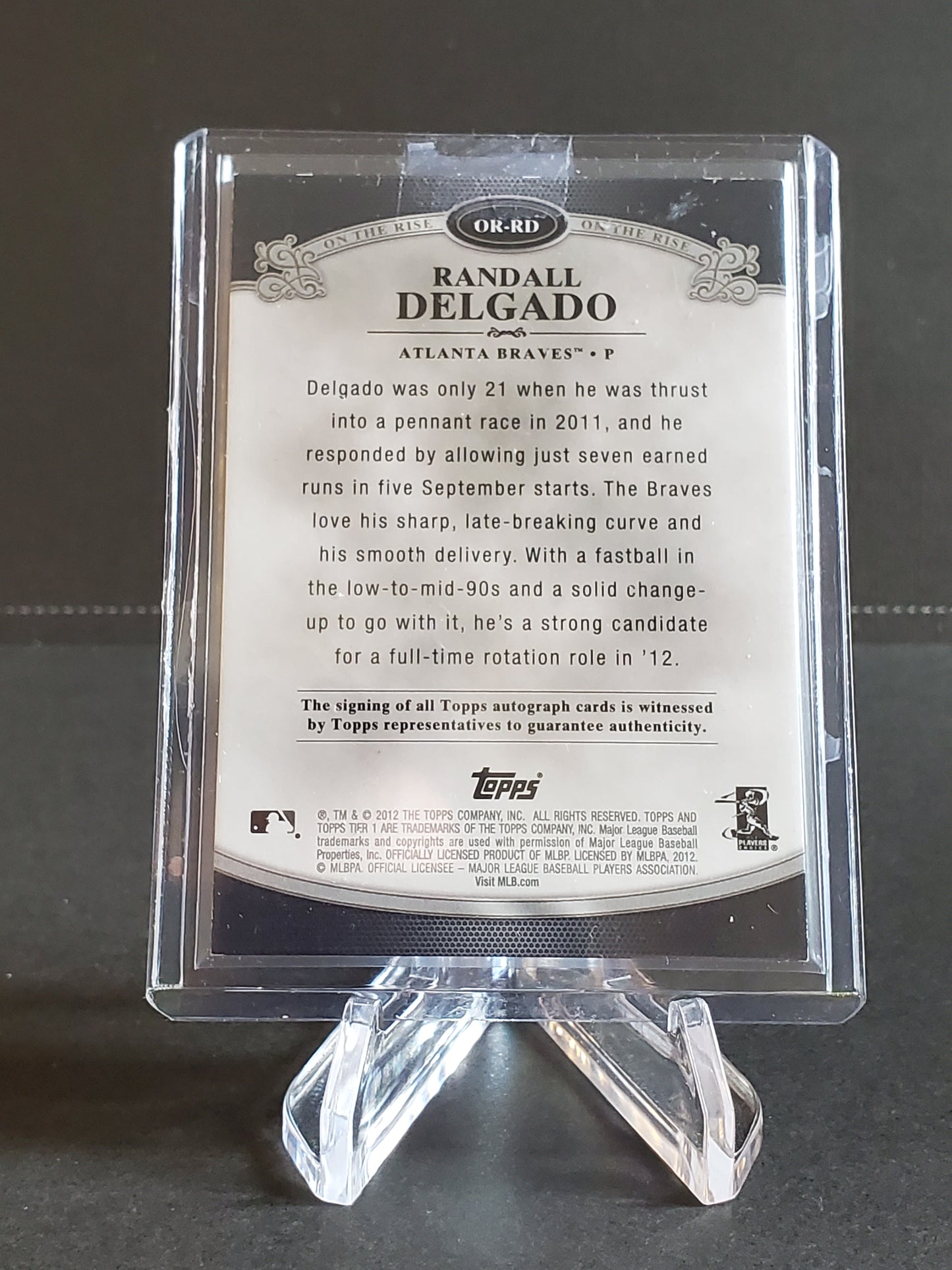 Randall Delgado 2012 Topps Tier One On The Rise AUTO 281/395 #OR-RD