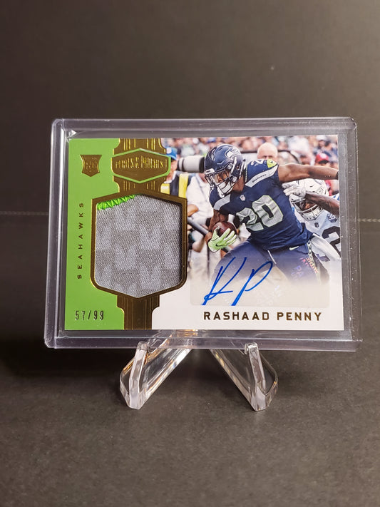 Rashaad Penny 2018 Plates & Patches Gold Rookie Patch AUTO #227 : 57/99
