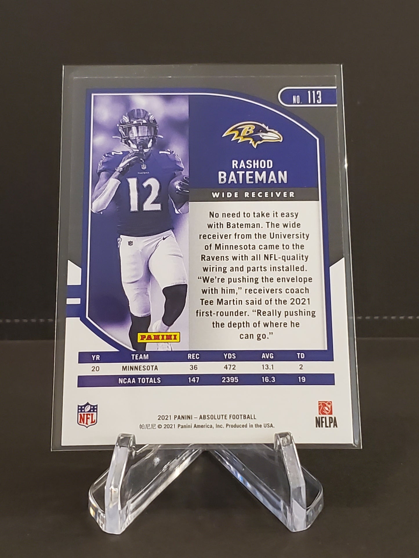 Rashod Bateman 2021 Panini Absolute RC #113