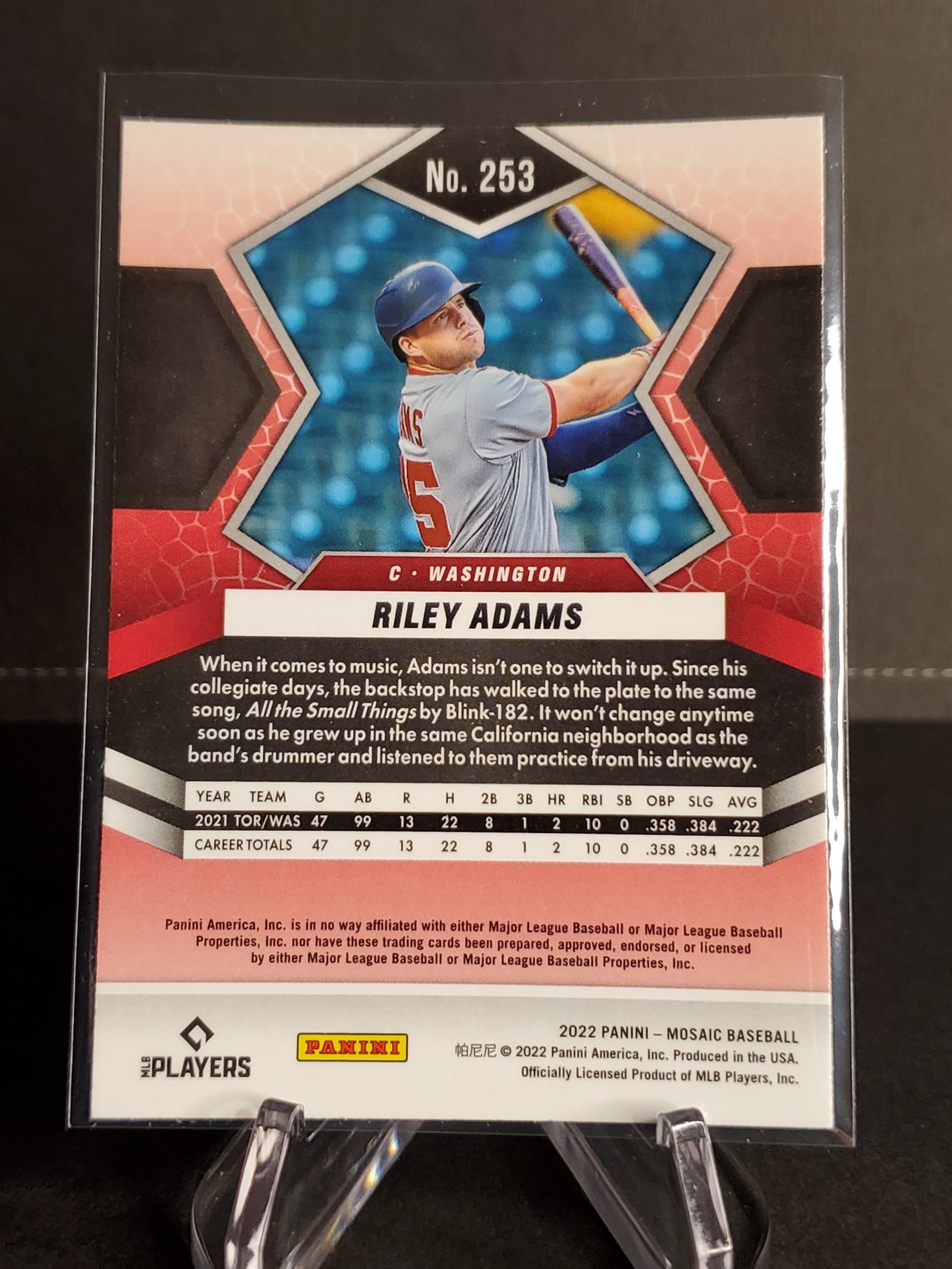 Riley Adams 2022 Panini Mosaic Baseball RC #253