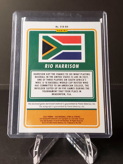 Rio Harrison 2023 Panini USA Stars & Stripes South Africa AUTO Jersey /72 #U18-RH