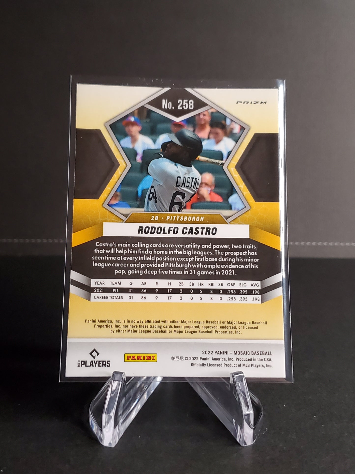 Rodolfo Castro 2022 Panini Mosaic Orange Prizm RC #258