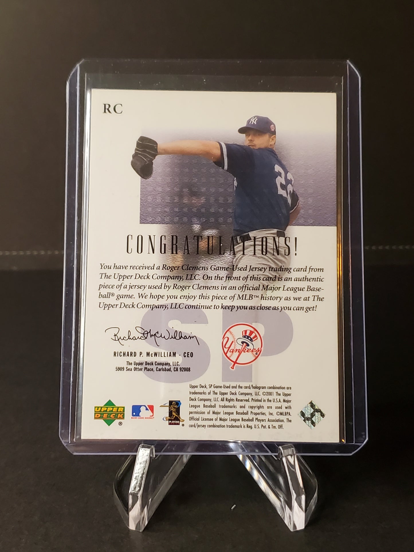 Roger Clemens 2001 SP Game Used Edition Jersey Patch #RC