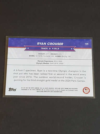 Ryan Crouser 2024 Topps Chrome US Olympic and Paraolympic Hopefuls Orange Parallel /25  #135