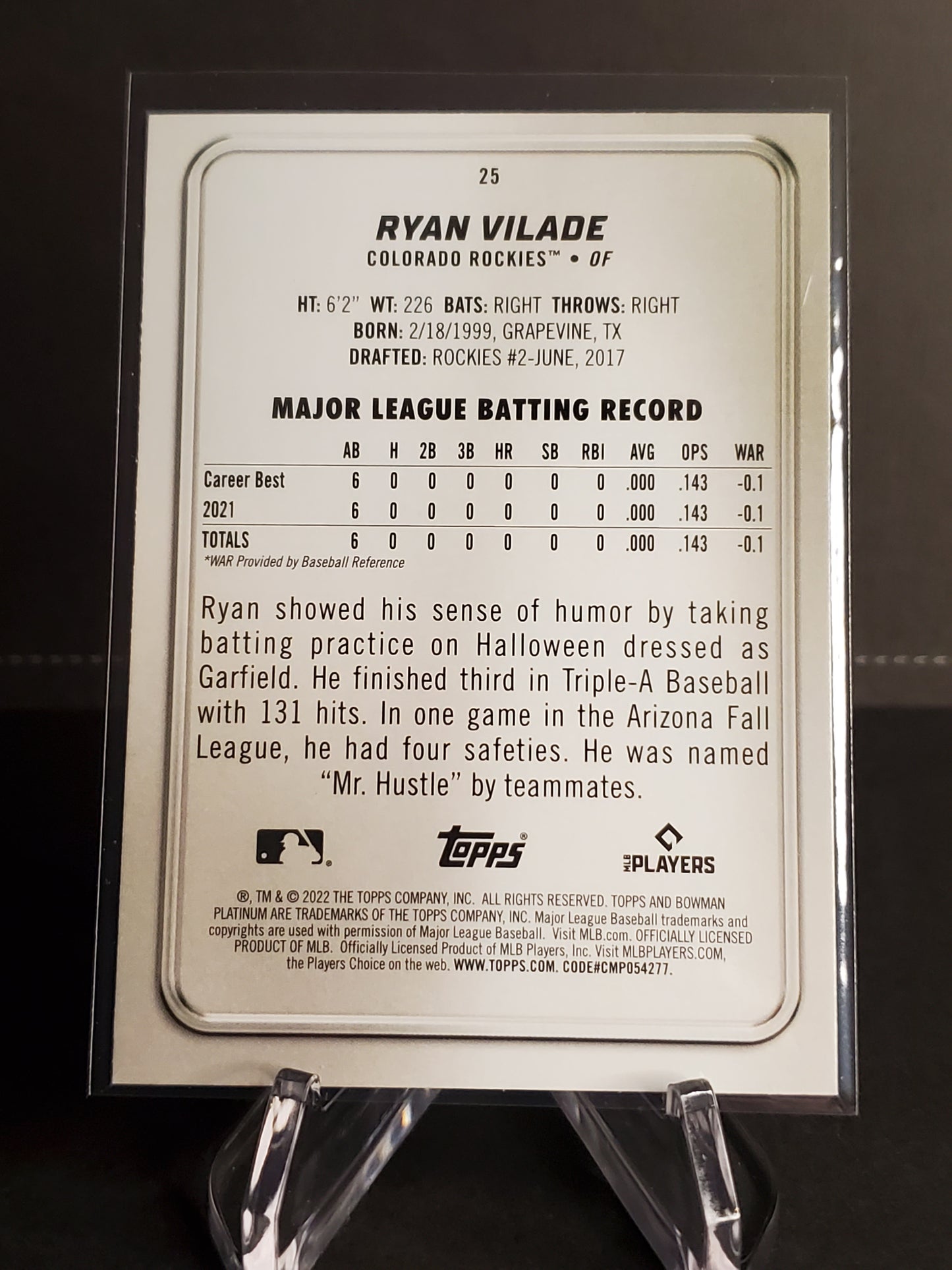 Ryan Vilade 2022 Bowman Platinum RC #25