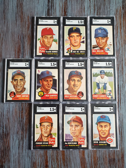 (10) 1953 Topps SGC Graded Baseball Card lot - High Numbers Included!