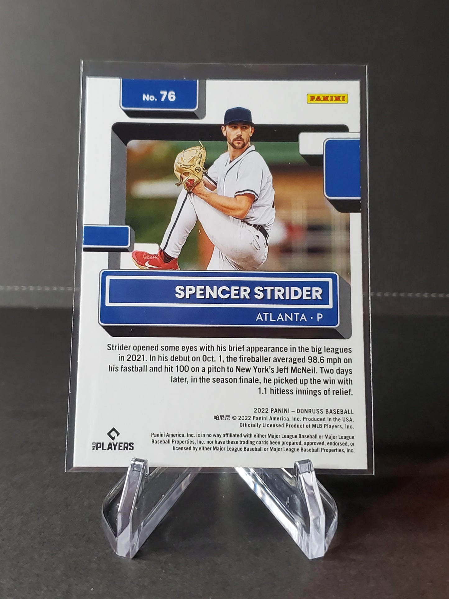 Spencer Strider 2022 Panini Donruss Baseball Rated Rookie #76