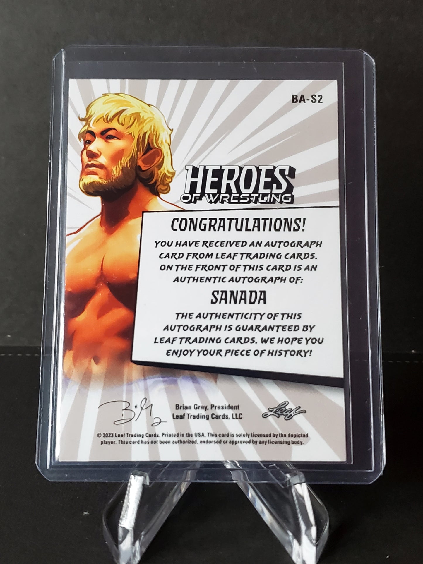 Sanada 2023 Leaf Heroes of Wrestling AUTO Zebra #BA-S2