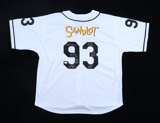 "The Sandlot" Jersey Cast-Signed by (7) with Tom Guiry, Marty York, Shane Obedzinski, Victor DiMattia, Brandon Adams With Character Name Inscriptions (JSA)