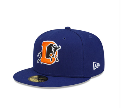 New Era Durham Bulls Fitted 59Fifty Hat Minor League Baseball Royal Blue Brim 7 1/4