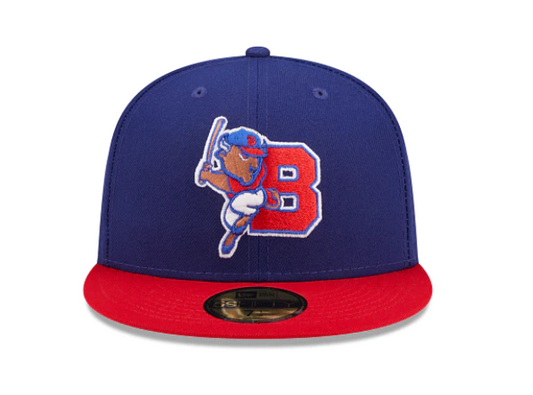 New Era Buffalo Bisons Fitted 59Fifty Hat Minor League Baseball Red Brim 7 1/4