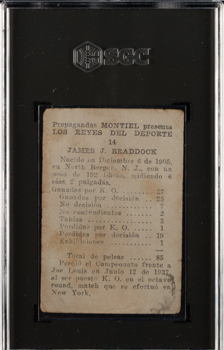 1946-47 Propaganda Montiel James Braddock #14 SGC Authentic Vintage Boxing