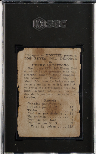 1946-47 Propaganda Montiel Henry Armstrong #37 SGC Authentic Vintage Boxing