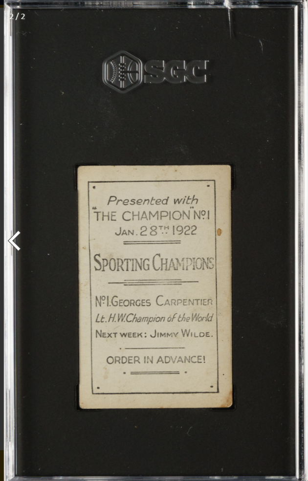 1922 Sporting Champions Georges Carpentier #1 Amalgamated Press SGC 3.5 Boxing
