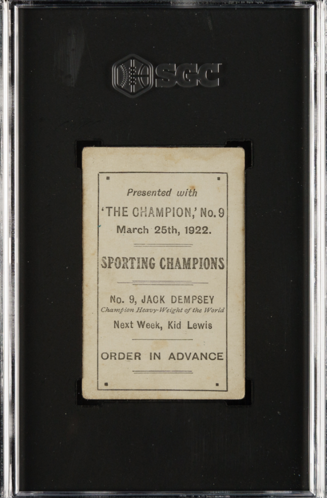 1922 Sporting Champions Jack Dempsey #9 Amalgamated Press SGC 3 VG Boxing HoF