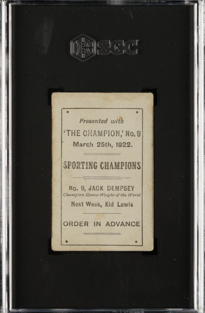 1922 Sporting Champions Jack Dempsey #9 Amalgamated Press SGC 3 VG Boxing HoF