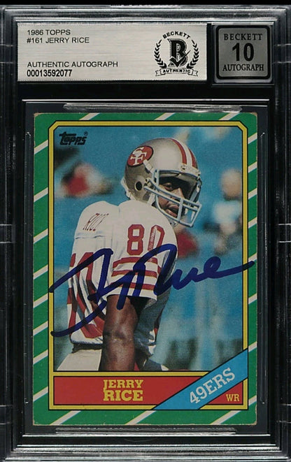 1986 Topps #161 Jerry Rice Rookie Auto Beckett GEM MINT 10 HOF 49ers RC