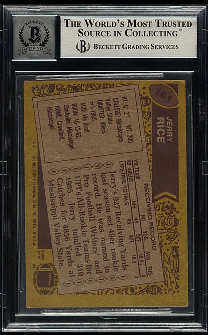 1986 Topps #161 Jerry Rice Rookie Auto Beckett GEM MINT 10 HOF 49ers RC
