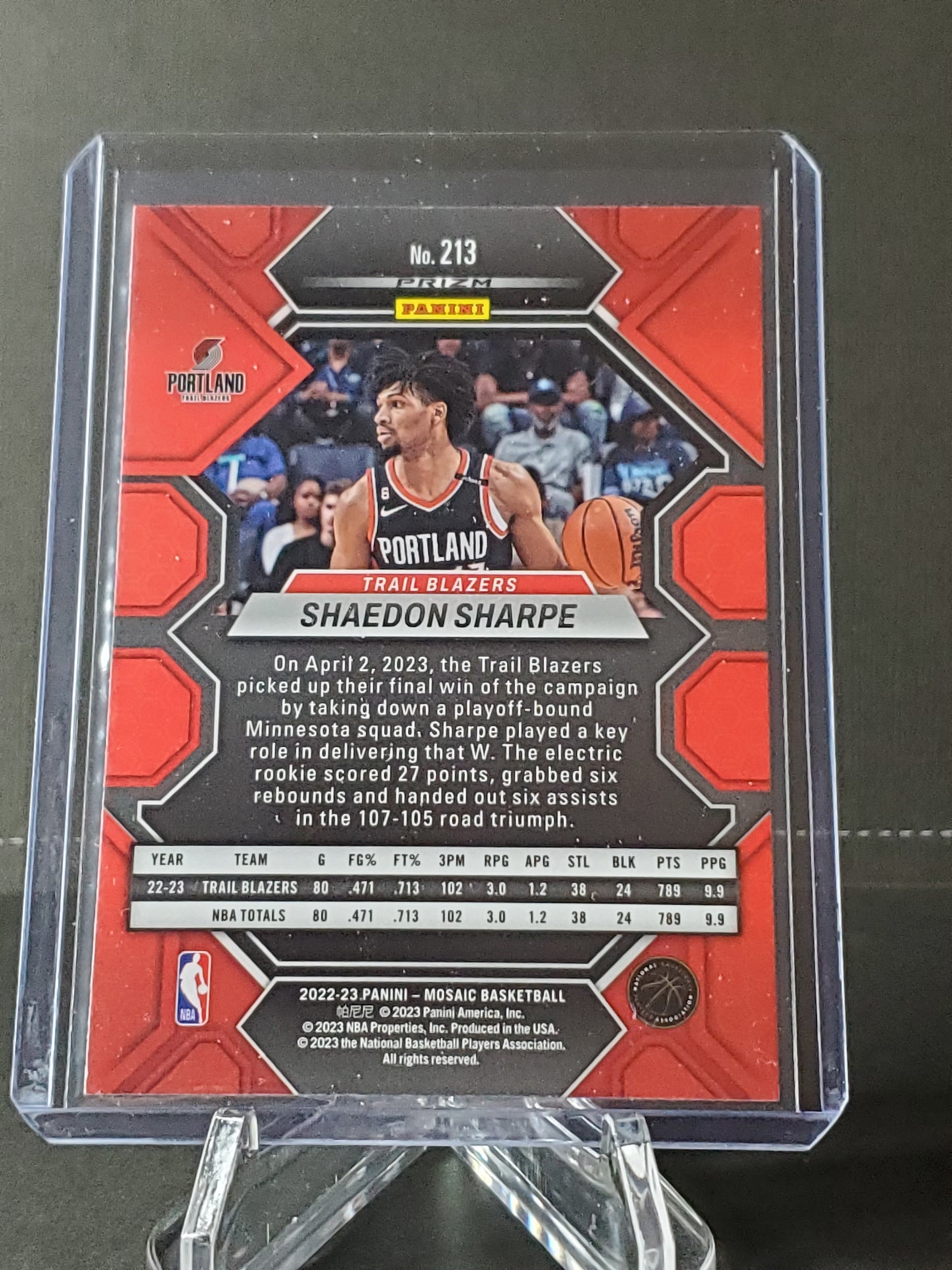 Shaedon Sharpe 2023 Panini Mosaic Green Prizm RC #213