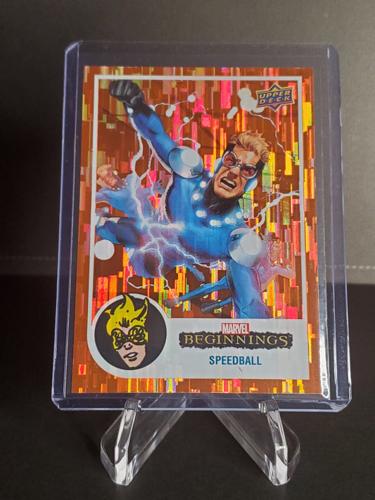 Speedball 2022 UD Marvel Beginnings Volume 2 Series 1 Orange Rainbow Bridge /199 #108