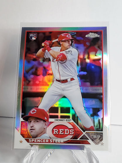 Spencer Steer 2023 Topps Chrome RC Refractor #146