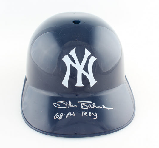 Stan Bahnsen Signed Yankees Souvenir Replica Batting Helmet W/68 AL ROY (COA)