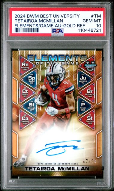 Tetairoa McMillan - 2024 Bowman U Elements AUTO Gold /50 PSA 10 Pop 3 #TM