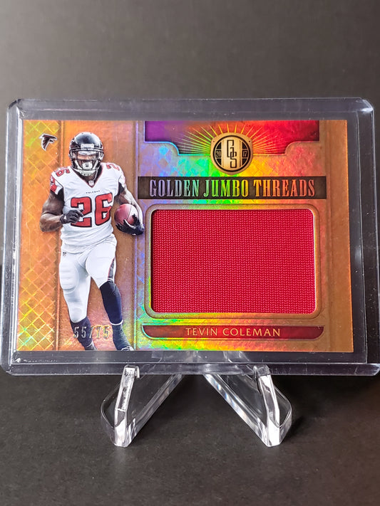 Tevin Coleman 2017 Panini Gold Standard - Golden Jumbo Threads #42, /75