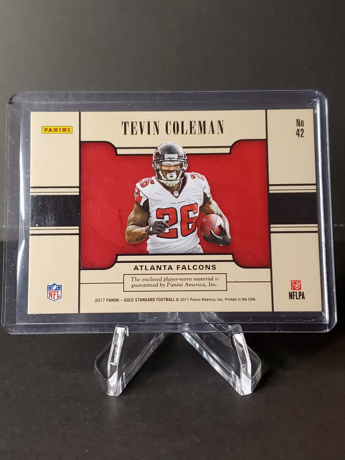 Tevin Coleman 2017 Panini Gold Standard - Golden Jumbo Threads #42, /75