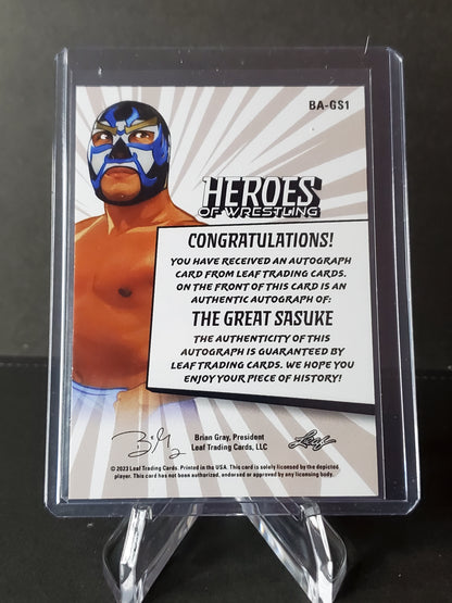 The Great Sasuke 2023 Leaf Heroes of Wrestling AUTO Zebra #BA-GS1