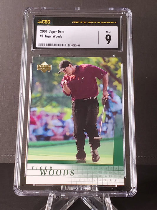 Tiger Woods 2001 Upper Deck ROOKIE Card RC #1 CSG 9 MINT