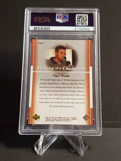 Tiger Woods 2001 Upper Deck Golf Woods Collection #TWC8 PSA GEM MT 10