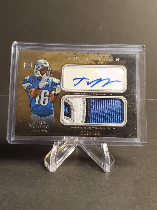 Titus Young 2011 Topps Inception Jumbo Patch RC AUTO #AJP-TY : 23/150