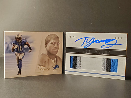Titus Young 2011 Panini Playbook Booklet RPA RC Patch AUTO 292/399  #133