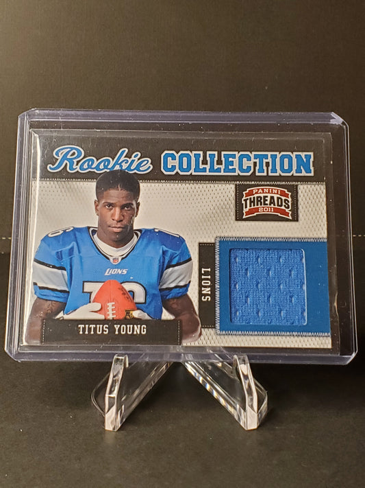 Titus Young 2011 Threads Rookie Collection Jersey Relic RC 171/299