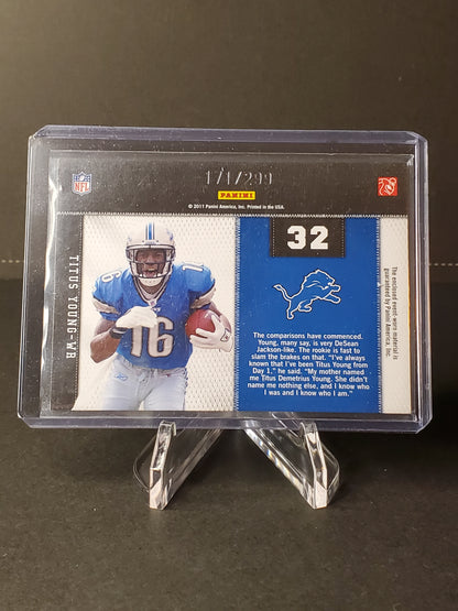 Titus Young 2011 Threads Rookie Collection Jersey Relic RC 171/299