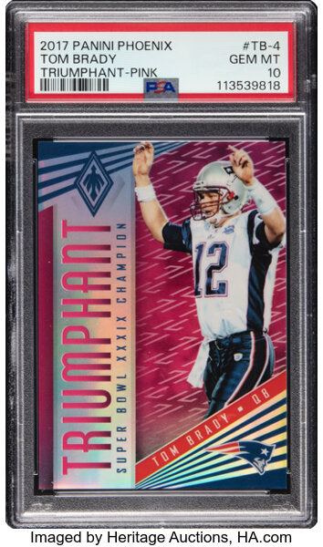 2017 Panini Phoenix Tom Brady Triumphant Pink #TB-4 PSA 10 GEM MINT #100/199