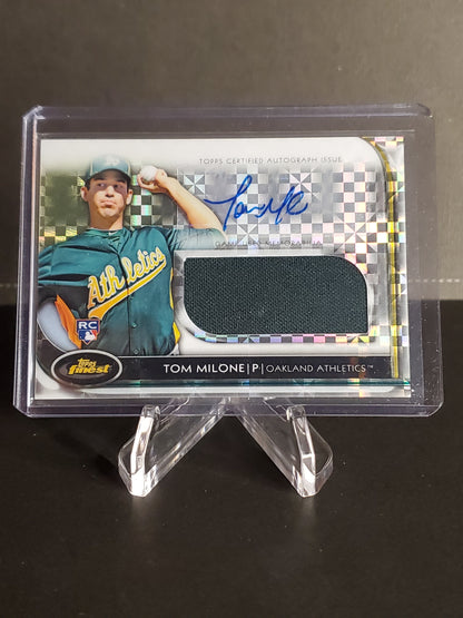 Tom Milone 2012 Topps Finest RPA Game Used Jersey AUTO RC 245/299 #AJR-TM