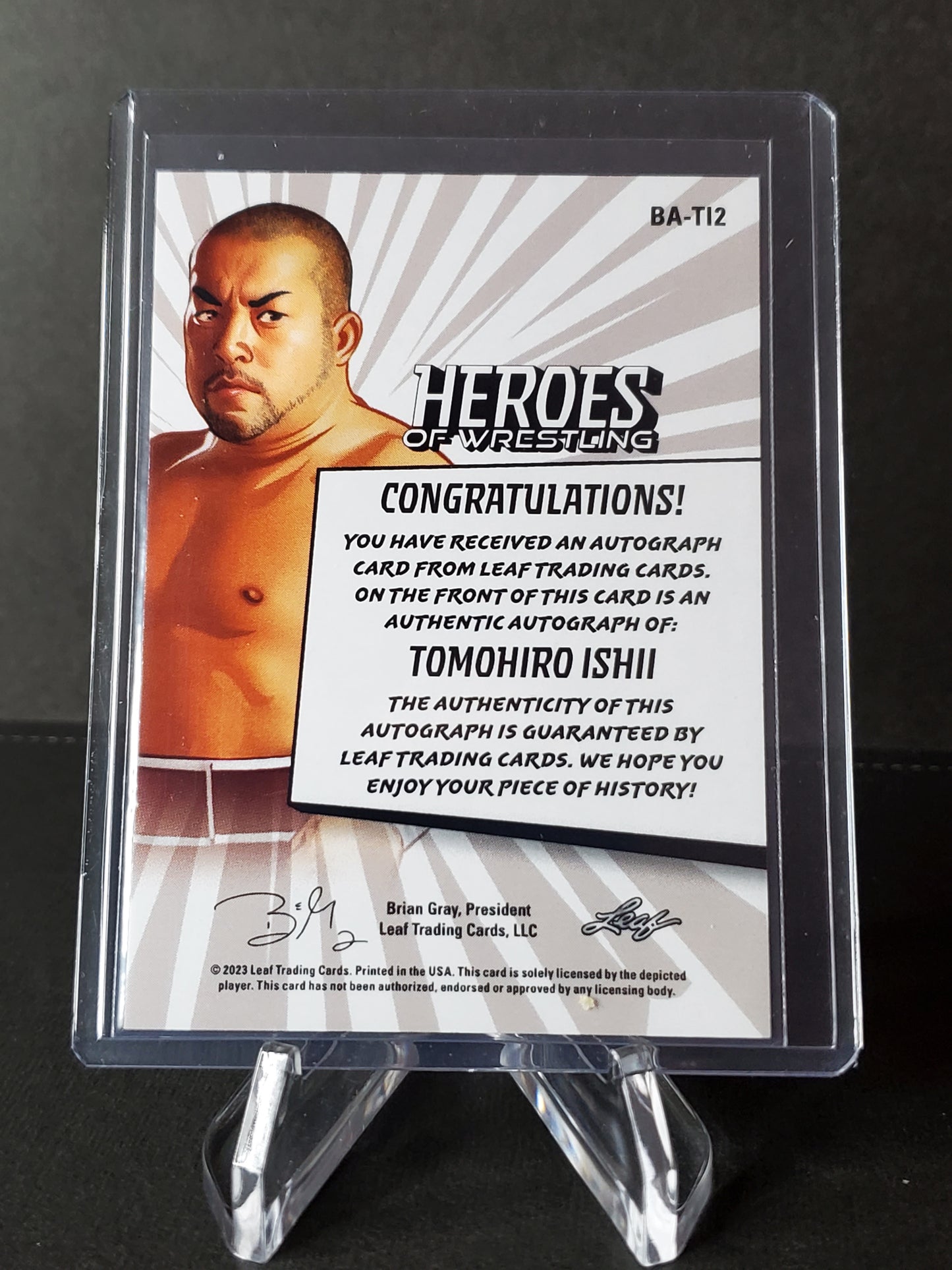 Tomohiro Ishii 2023 Leaf Heroes of Wrestling AUTO Zebra #BA-TI2