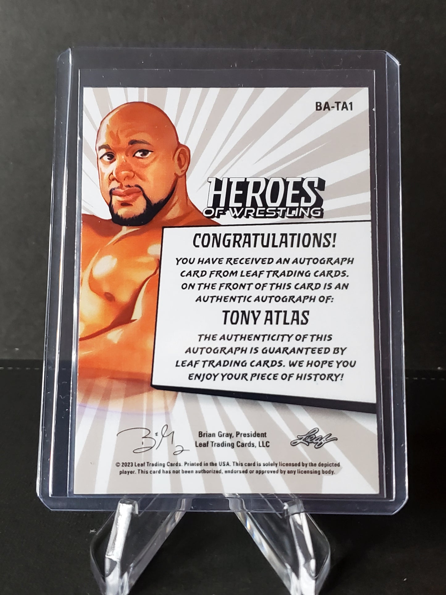 Tony Atlas 2023 Leaf Heroes of Wrestling AUTO Zebra #BA-TA1